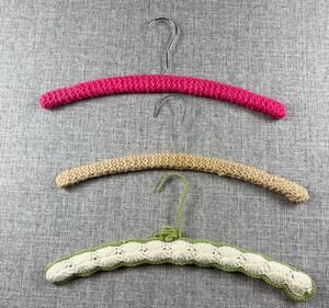 Crochet Covered Clothes Hangers Set of 3 Cottagecore Grannycore